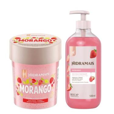 Imagem de Kit Morango 1 Merengue Esfoliante 350g + 1 Sabonete Líquido 500ml Hidr