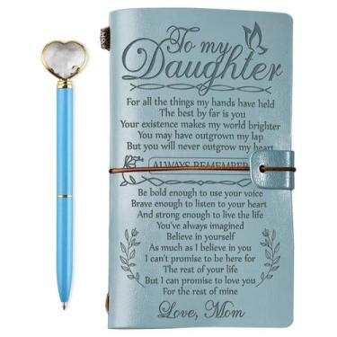 Imagem de Diário de couro PRSTENLY com caneta Heart Diamond 20x12cm