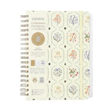 Imagem de CADERNO ESPIRAL JARDIM PAUTADO 17X24 OFF WHITE 10 MATERIAS 160 FLS