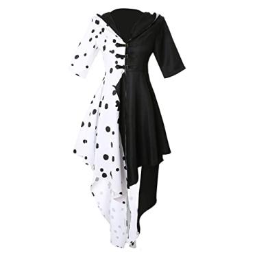 Imagem de Drofe Fantasia de Diabo Cruela Vestido Feminino com Luvas Cosplay Roupa para o Dia das Bruxas (G)