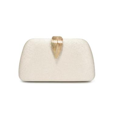 Imagem de MYSNKU Bolsa feminina de noite com glitter, bolsas pequenas brilhantes para eventos formais e elegantes para festas e casamentos, Branca, folha