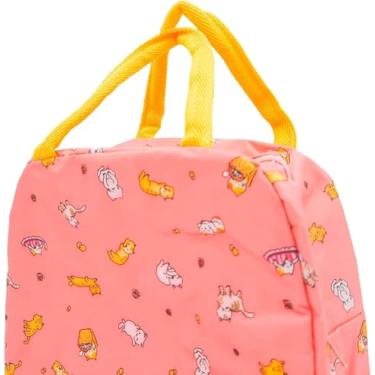 Imagem de Bolsa Marmita Térmica Estampada – Compacta com Alça e Bolso Lateral, Ideal para Trabalho, Faculdade e Academia (Gatinhos Rosa)