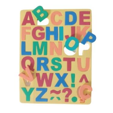 Imagem de Alfabeto Educativo em EVA, Placa de Encaixe Colorida, 21x27x5 cm, Letras de 5 cm, com Pontuação e Ç, para Alfabetização e Coordenação Motora