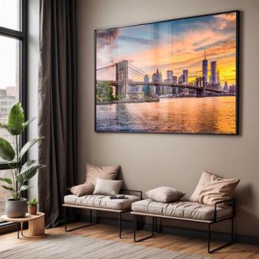 Imagem de Quadro com Moldura e Acrilico Cristal Vidro Sala Quarto Paisagem Ponte