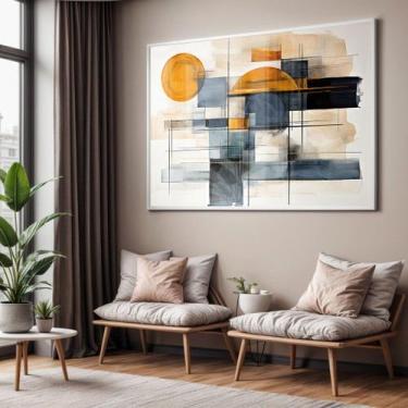 Imagem de Quadro com Moldura e Acrilico Cristal Vidro Sala Quarto Abstrato Laran