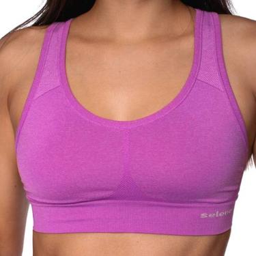 Imagem de Top Selene Sem Costura Poliamida Macia Sem Bojo Reforçado Nadador Alta