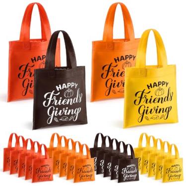 Imagem de Sweetude 24 conjuntos de sacos de presente de Ação de Graças para amigos, reutilizáveis, não tecidos, com alças, papéis de seda, sacolas de boas amigas para lembrancinhas de festa de Ação de Graças no
