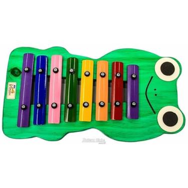 Imagem de Metalofone JOG Vibratom Sapo P2235 com 8 Teclas Coloridas e Baqueta Musicalização Infantil 16422