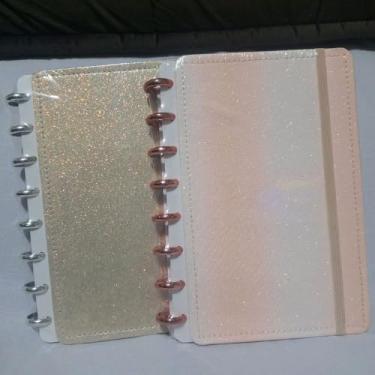 Imagem de Caderno Inteligente A5 Glitter, 8 Discos Recarregável, Capa Dura Brilhante, Sistema de Fichário Moderno para Estudantes e Profissionais