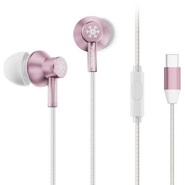 Imagem de NICEHCK StringSnow Fones de ouvido com fio com microfone, driver dinâmico PEEK PU LCP diafragma HiFi de 10 mm, chip DAC para iPhone, Samsung, computador, laptop estudantes (rosa tipo C com microfone)