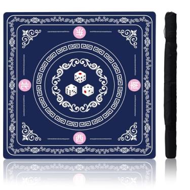 Imagem de Idocolors Mahjong Mat, 31.5" x 31.5", Rubber Anti Slip and Noise Reduction Multi Purpose Game Table Cover with Carrying Bag,Table Mat for Mahjong/Poker/Board Games/Card Games/Dominoe (Dark Blue)