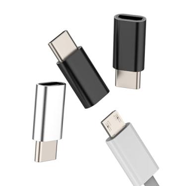 Imagem de Adaptador USB C macho micro USB fêmea (pacote com 3) Adaptador de porta tipo C para iPhone 15 16 Pro Max para iPad, compatível com carregador Samsung, conversor de cabo, conector de carregamento