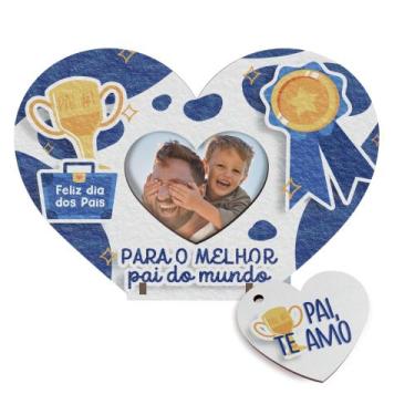 Imagem de Kit 30 Lembrancinhas Dia Dos Pais Mini Porta Retrato e Chaveiro Coraçã