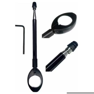Imagem de Antena Retrátil para Moto, 7 Estágios, Aço Inox Preto, Proteção Anti Cerol, Montagem no Guidão, Corta Pipa