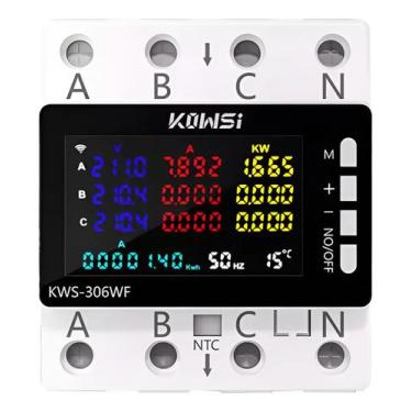Imagem de Medidor de Energia Trifásico wifi Smart 80A MaxPow, KWS-306WF, 110/220
