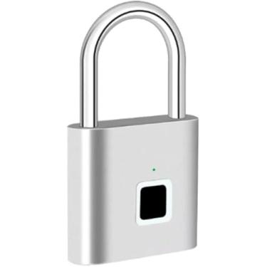 Imagem de Cadeado Biométrico Inteligente Sem Chave, Abertura Digital, prata.