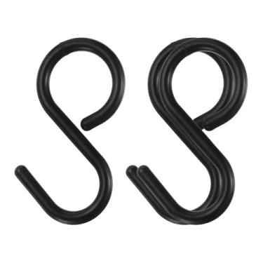 Imagem de 3 ganchos de plástico de 6 cm em forma de S pequenos ganchos para pendurar utensílios de cozinha, copos, plantas, joias, jeans, roupas, toalhas, ferramentas, preto