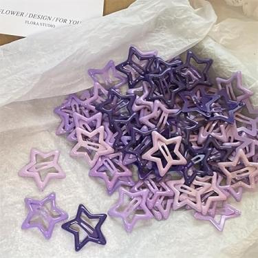 Imagem de 20 peças de grampos de cabelo estrela, estrelas coloridas presilhas de cabelo vazadas kawaii pequeno pentagrama presilhas de cabelo adorável fofo metal cinco pontas estrelas presilhas de cabelo para