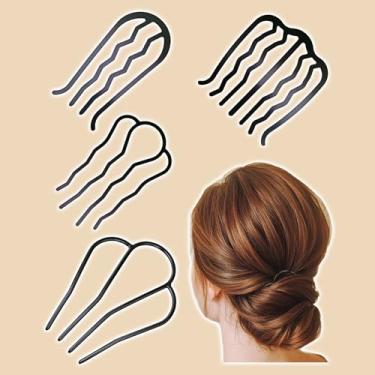 Imagem de 4 peças de pente de cabelo de metal para garfo e dentes para penteados vintage preto
