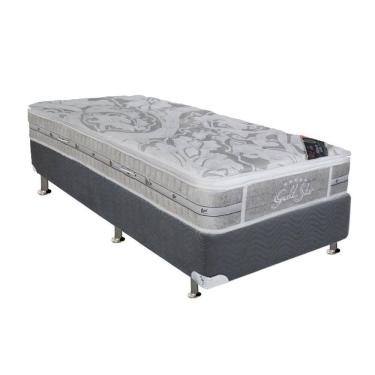 Imagem de Cama Box Solteiro: Colchão Molas Ensacadas Castor Super Luxo Látex Slx + Base Crc Suede Gray (88x188)