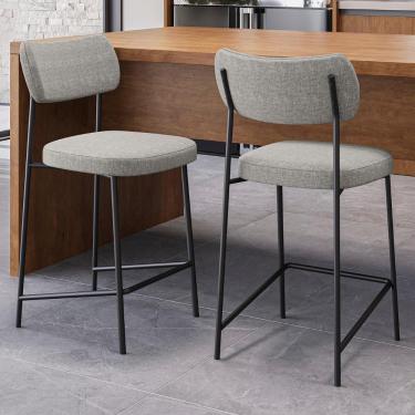 Imagem de Banqueta Cozinha Média Kit 2 Milli Linho Cinza A14 - Mpozenato