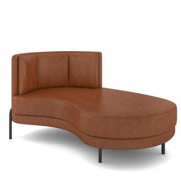 Imagem de Sofá Chaise Longue Sala De Estar Living Lucca Direito D02 Couríssimo Marrom B-38 - Lyam Decor
