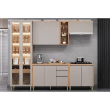 Imagem de Kit De Cozinha Completa 5 Peças Allure (2aéreos+2balcões+1cristaleira) Cp23 Jequitiba-gris Fosco - Linea Brasil
