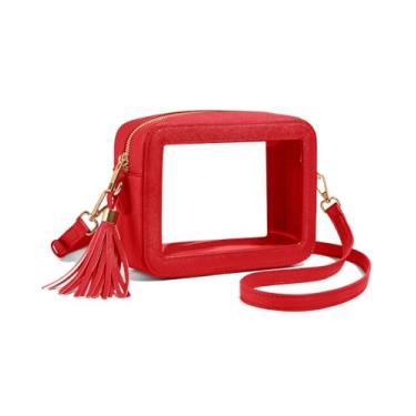 Imagem de Unilily Bolsa transparente para eventos em estádios, bolsa transparente aprovada para estádios para shows, festivais, eventos femininos, Vermelho, Clássico