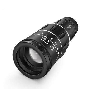 Imagem de Monóculo Profissional 16x52 Diurno e Noturno Portátil Preto Alcance 66M/8000M