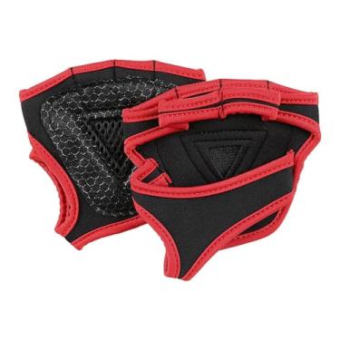 Imagem de Zxpjkyu Conjunto de 2 Luvas de Musculação com Protetores de Palma Confortáveis ​​e Respiráveis ​​para Homens E Mulheres, Ideais para Levantamento Terra, Vermelho, L