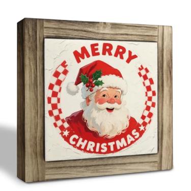 Imagem de Placas de madeira de Feliz Natal, decoração de casa de feliz Natal, decorações de escritório, placas de madeira, decoração de mesa decorativa, placa de bloco de madeira de Papai Noel, decoração de
