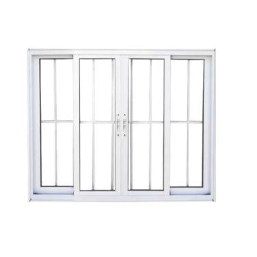 Imagem de Janela 4 Folhas Vidro com Grade Alumínio Branco Linha 25 Suprema - ESQ