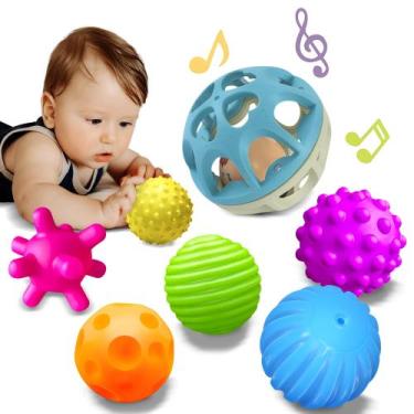 Imagem de Brinquedos sensoriais ROHSCE Texture Balls and Rattle para bebês 6-12M