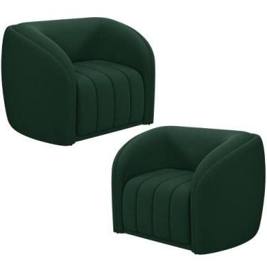 Imagem de Kit 2 Poltronas Decorativa Para Sala Lazio M03 Veludo Verde - Lyam Dec