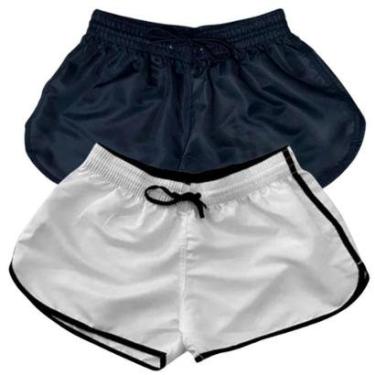 Imagem de Kit 2 Short Bermuda Feminino Tactel Liso Moda Praia Verão-Feminino