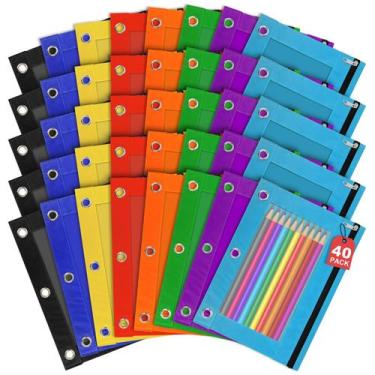 Imagem de Bolsa para lápis IKAYAS 25x19 cm, encadernador com 3 anéis, pacote com