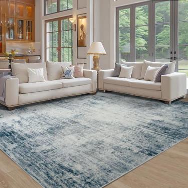 Imagem de Tapete Area Tosuoka 203x254cm Lavável Antiderrapante Azul Marfim