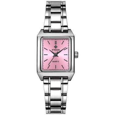 Imagem de relógio de pulso feminino quadrado de quartzo em aço inoxidavel impermeavel 