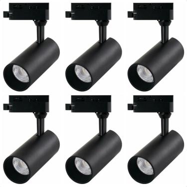 Imagem de Kit 6 Spot Led Mr16 Para Trilho Eletrificado Preto 110/220v 6500k Frio