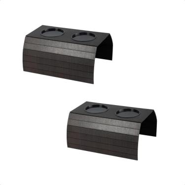 Imagem de 2X Kit 2 Uni Esteira Porta Copos Suporte Braço Sofá Mdf Marr