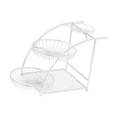 Imagem de Generic Cesta de frutas de 3 níveis, peça central de mesa, expositor de frutas, organizador de armazenamento para, cozinha, residências e, Branco