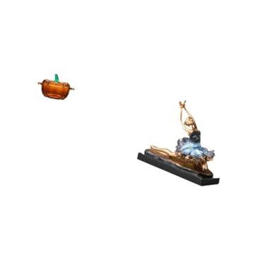 Imagem de Fenteer Prato de Doces de Vidro em Formato de Abóbora com Tampa E Enfeite de Bailarina, Pote de Biscoitos, Estátua de Bailarina, Presente para Decoração de Re