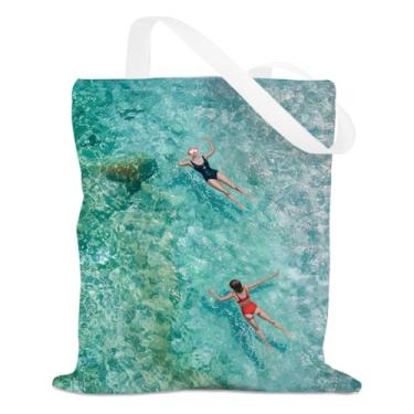 Imagem de Bolsa de lona essencial para férias na praia Ocean Beach Must Haves Sacola de trabalho para mulheres, treinadora, enfermeira, viagem, Natal, aniversário, aniversário, reutilizável, sacolas de compras