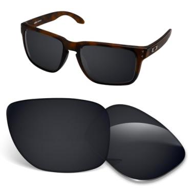 Imagem de Lentes de substituição de 1,5 mm compatíveis com óculos de sol Oakley Holbrook XL OO9417, antiarranhões e resistentes a impactos - preto escuro polarizado