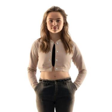 Imagem de Jaqueta Cropped Calttony Moletom Casual Lisa Feminina-Feminino