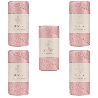 Imagem de 5 novelos de Sensy Premium 2 mm 251 jardas corda de poliéster 100% fio de polipropileno cordão de macramê 2 mm cordão de crochê corda de macramê fio de crochê presente para tricô (rosa)