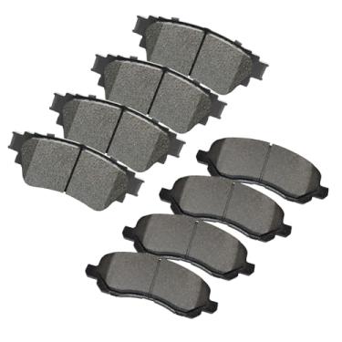 Imagem de Conjunto de pastilhas de freio a disco de cerâmica, conjunto de substituição dianteiro e traseiro com 8 peças para Mitsubishi Outlander AWD FWD 2017 2018 2019 2020 com ferragens