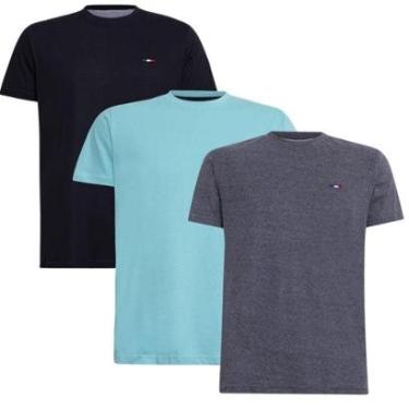Imagem de Kit 3 Peças Camisetas Básicas Masculina Industrie em Algodão Premium no Estilo Tommy Bordado França-Masculino