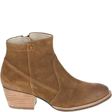 Imagem de Cat Footwear Bota de cano curto unissex com zíper lateral Sidra e salto empilhado, Marrom, 7