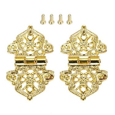 Imagem de 2 pcs Bronze Antique/Porta do Armário de Ouro Dobradiça Jóias Caixa De Madeira Gaveta Armário Decorativo Dobradiça Para Móveis Hardware 53 * 28mm YYDFPIIA (Color : B)